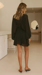 Marzie Mini Dress - Black Polka