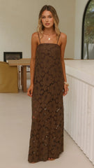 Oaklynn Maxi Dress - Chocolate/Lace