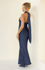 Ember Navy Satin Maxi Dress