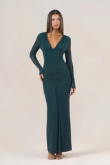 Pretty Effect Long Sleeve Maxi Dress Green