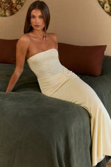 Daydream Diary Strapless Maxi Dress Butter Yellow