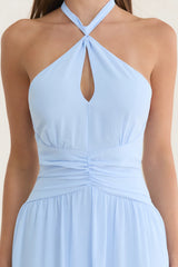 Velvet Earth Halter Maxi Dress Blue