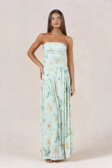 Sunlit Garden Strapless Maxi Dress Yellow