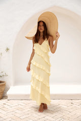 Ethereal Energy Halter Maxi Dress Yellow