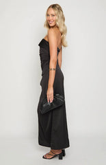 Merlo Black Strapless Formal Maxi Dress