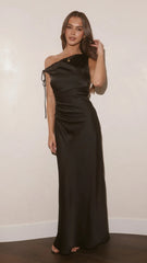 Sabrina One Shoulder Maxi Dress - Black