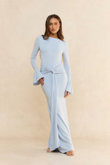 Dusk Elegance Long Sleeve Maxi Dress Light Blue