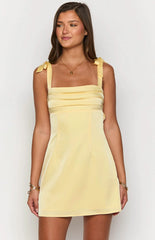Azira Yellow Tie Mini Dress