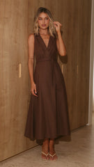 Laisha Midi Dress - Brown