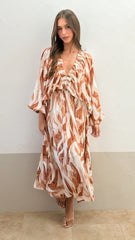Sutton Maxi Dress - Beige/Brown