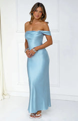 Ella Light Blue Off Shoulder Formal Dress