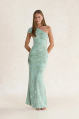 Cosmic Daydreams One Shoulder Maxi Dress Sage