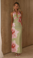 Dally Maxi Dress - Olive/Pink Floral
