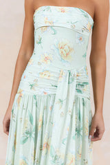 Sunlit Garden Strapless Maxi Dress Yellow