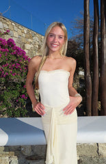 Isaiah Cream Strapless Mesh Maxi Dress