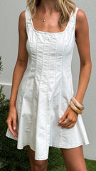 Zena Mini Dress - White Denim