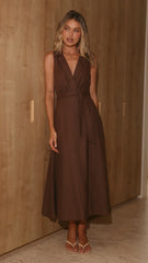 Laisha Midi Dress - Brown