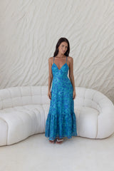 Rosé Horizon Maxi Dress Blue