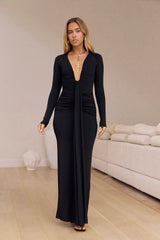 You And I Long Sleeve Maxi Dress Black