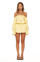 Bode Yellow Bardot Mini Dress