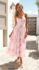 Sanessa Midi Dress - Pink Floral
