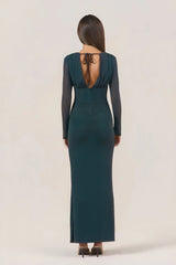Pretty Effect Long Sleeve Maxi Dress Green