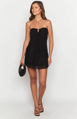 Antoine Black Strapless Mini Dress
