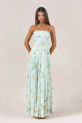 Sunlit Garden Strapless Maxi Dress Yellow
