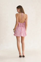 Always Seen Halter Mini Dress Pink