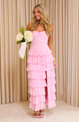 Georgie Pink Ruffle Maxi Dress