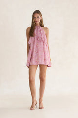 Always Seen Halter Mini Dress Pink