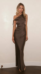 Sabrina One Shoulder Maxi Dress - Espresso
