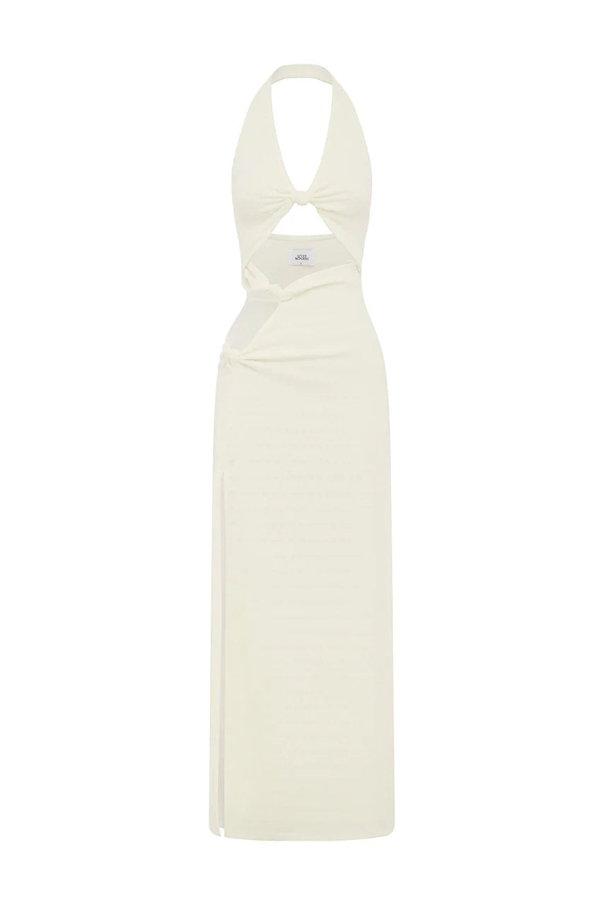 LAILA CUT OUT HALTER MAXI DRESS - WHITE