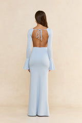 Dusk Elegance Long Sleeve Maxi Dress Light Blue