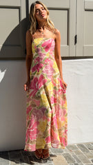 Mylee Maxi Dress - Pink/Yellow Floral
