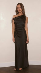 Sabrina One Shoulder Maxi Dress - Black