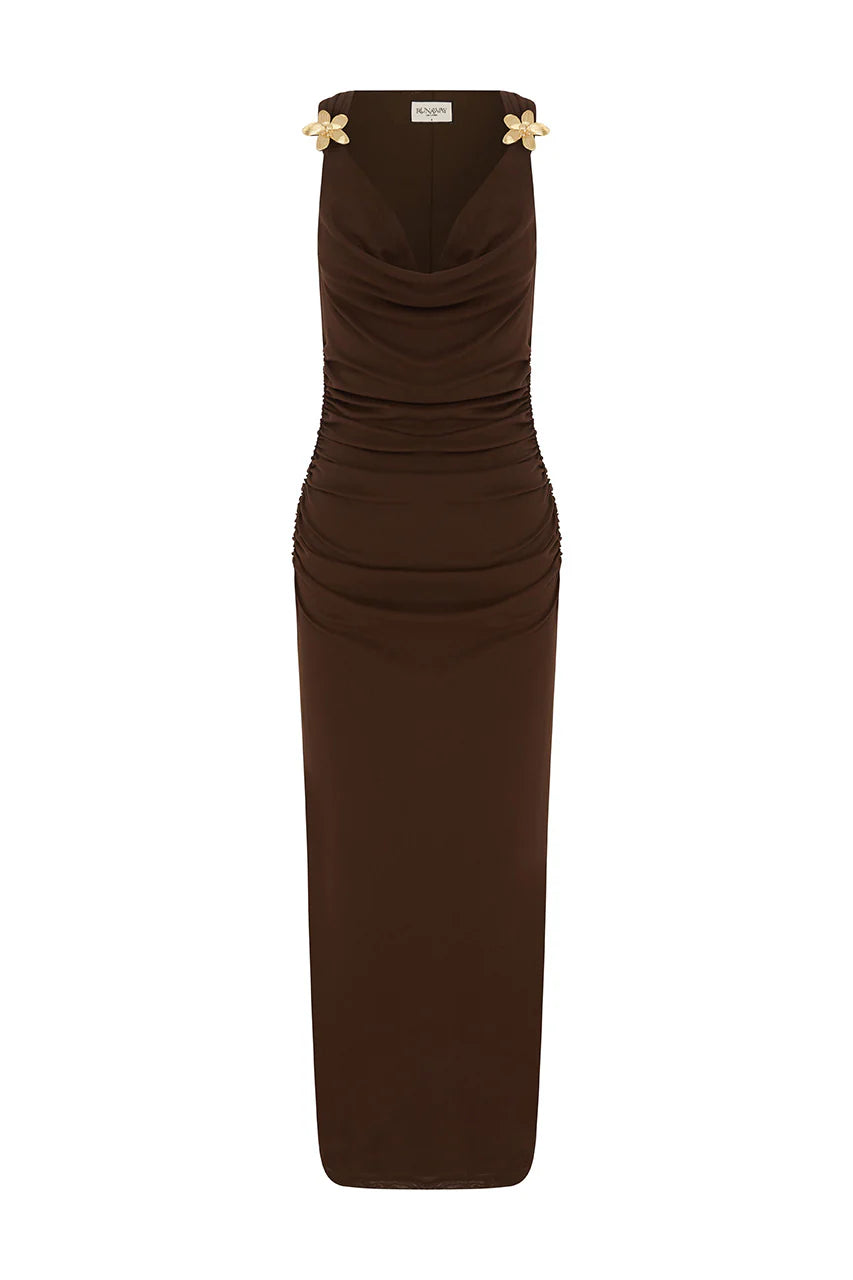 BALIN MIDI DRESS - ESPRESSO
