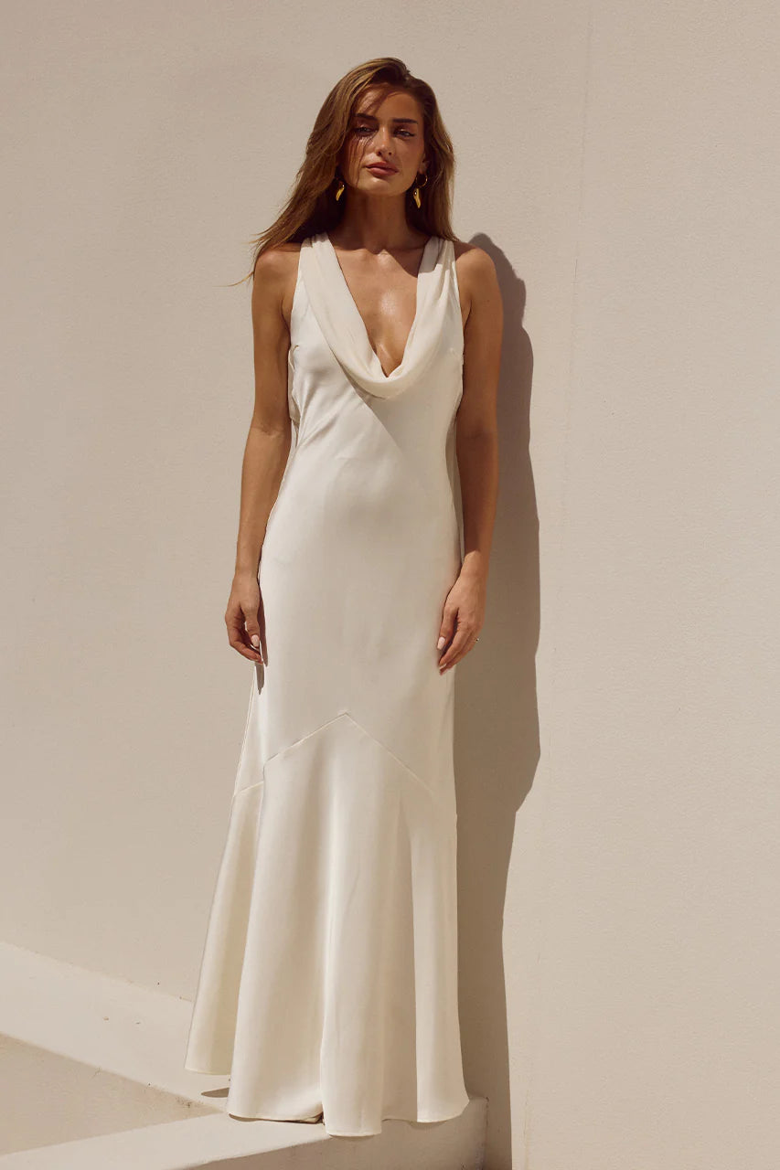 GABRIELLA COWL MAXI DRESS - IVORY