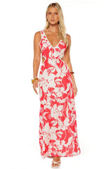 Perez Red Floral Cut Out Maxi Dress