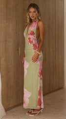 Dally Maxi Dress - Olive/Pink Floral