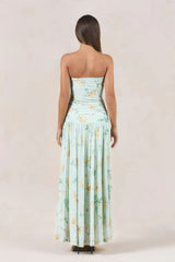 Sunlit Garden Strapless Maxi Dress Yellow