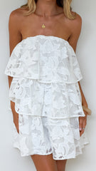 Elodie Mini Dress - White Bloom Lace