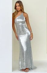 Riella Silver Sequin Maxi Dress