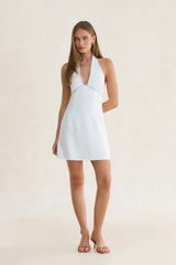 Sunburnt Summer Halter Mini Dress White