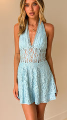 Nelly Mini Dress - Blue Lace