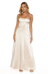 Natasha Cream Satin Maxi Dress
