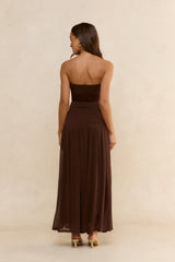 Desert Sands Strapless Mesh Maxi Dress Brown