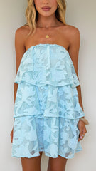 Elodie Mini Dress - Blue Bloom Lace