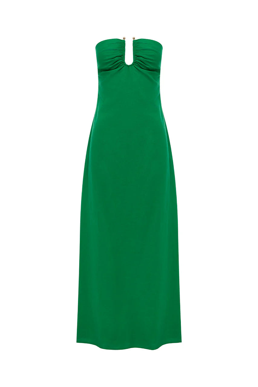 MARTHA STRAPLESS MAXI DRESS - GREEN