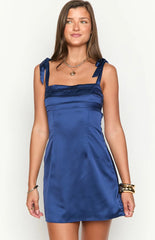Azira Navy Tie Mini Dress